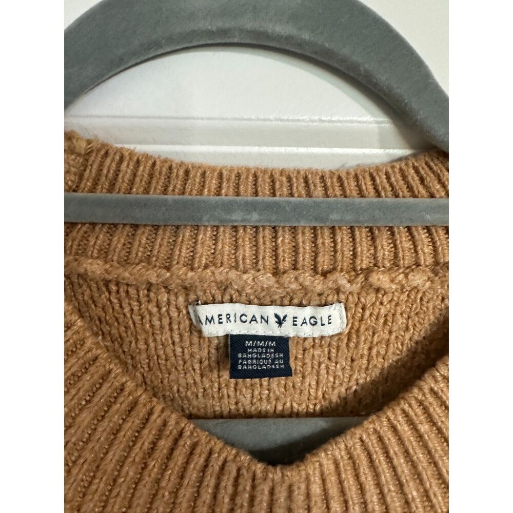 American Eagle Women's Cropped Knit Sweater | Camel Brown | Size M